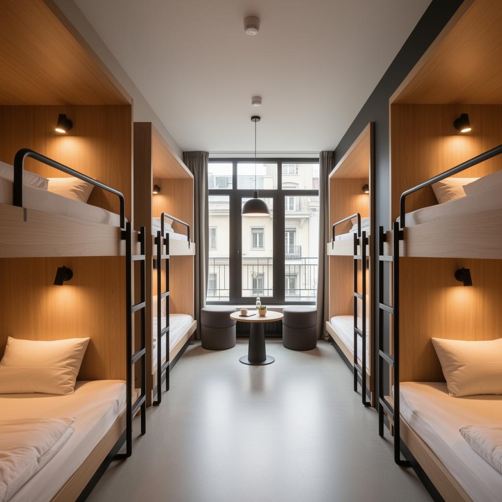Dormitorio moderno di un ostello premium