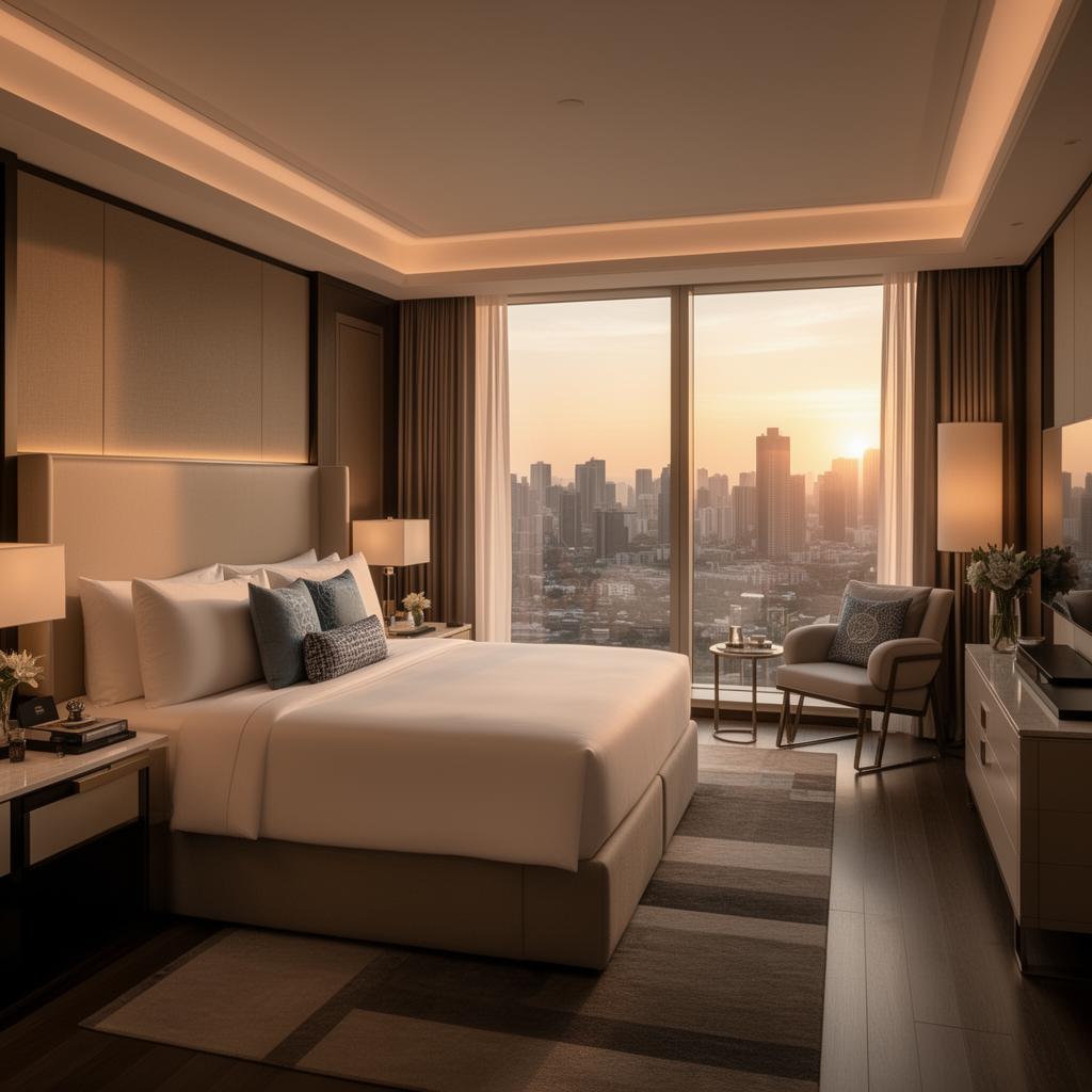 Camera premium in un condo hotel con vista sullo skyline